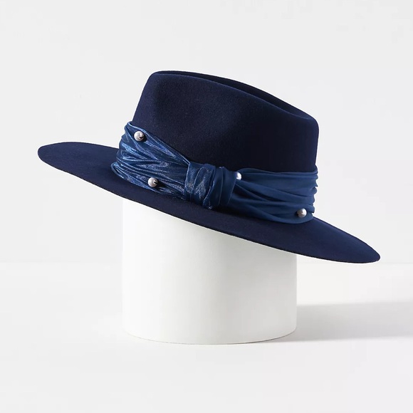 Lele Sadoughi Navy Blue Fedora Hat main image 6